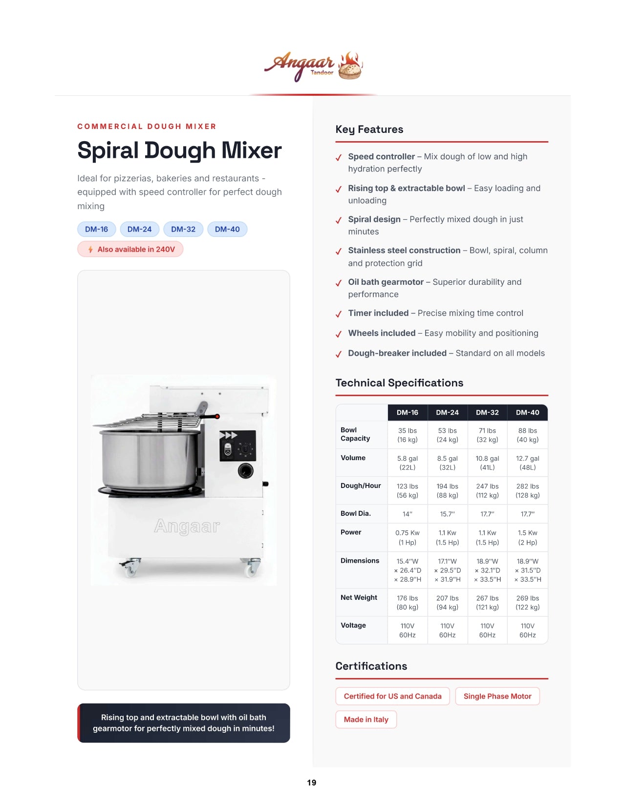 Dough Mixer - 16 KG Bowl Capacity