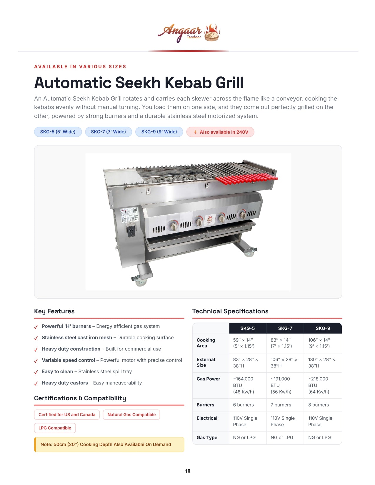 7 Feet Conveyor Seekh Kebab Grill