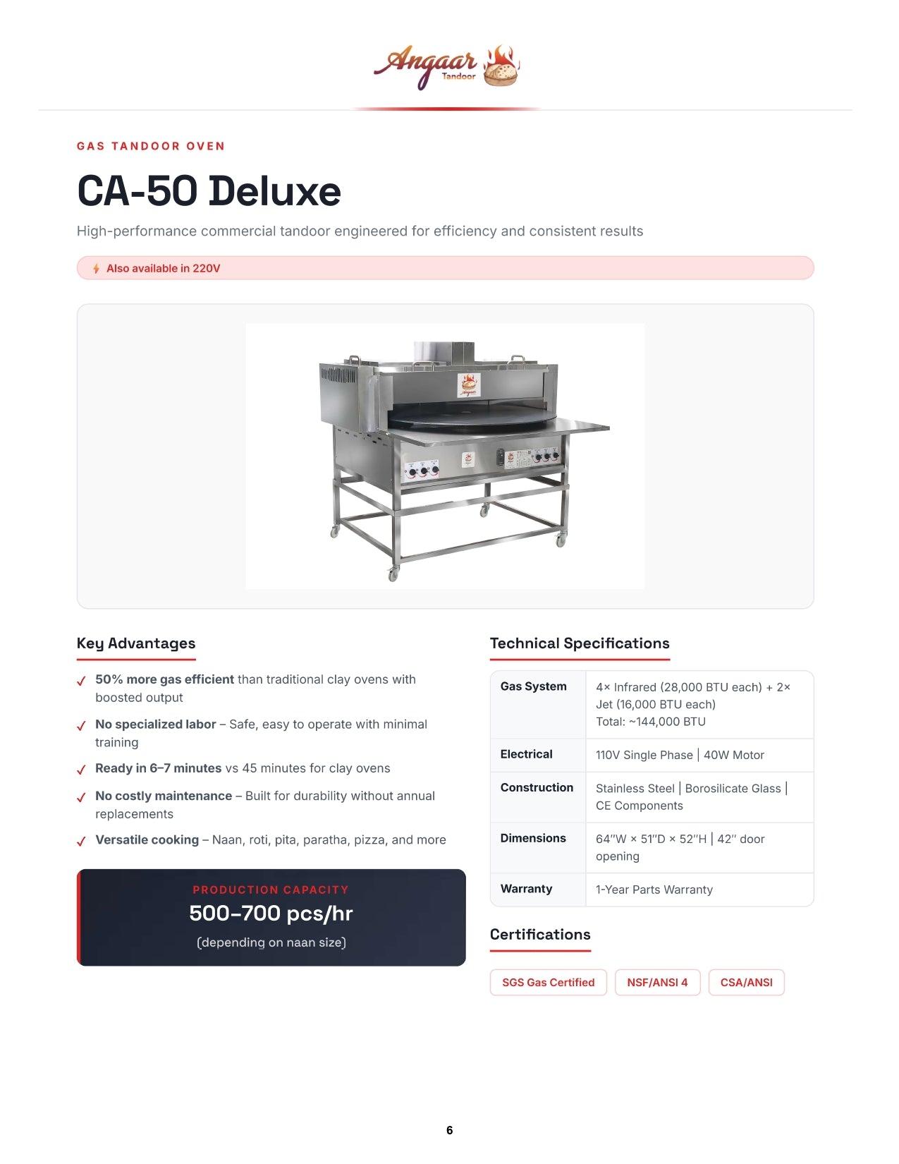 50-Inch Commercial Roti Maker (CA-50)