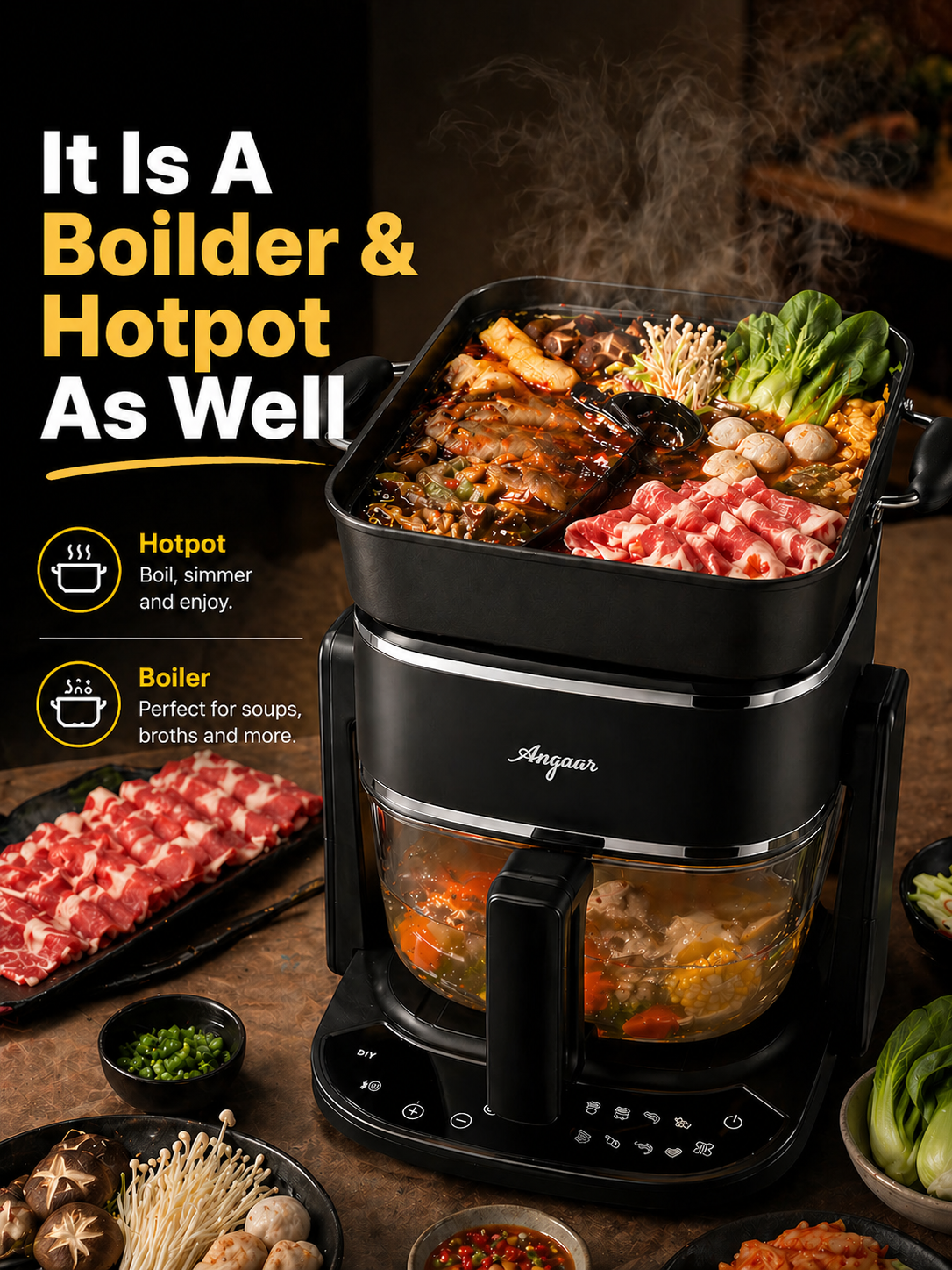 Angaar 3-in-1 Air Fryer Grill Hotpot