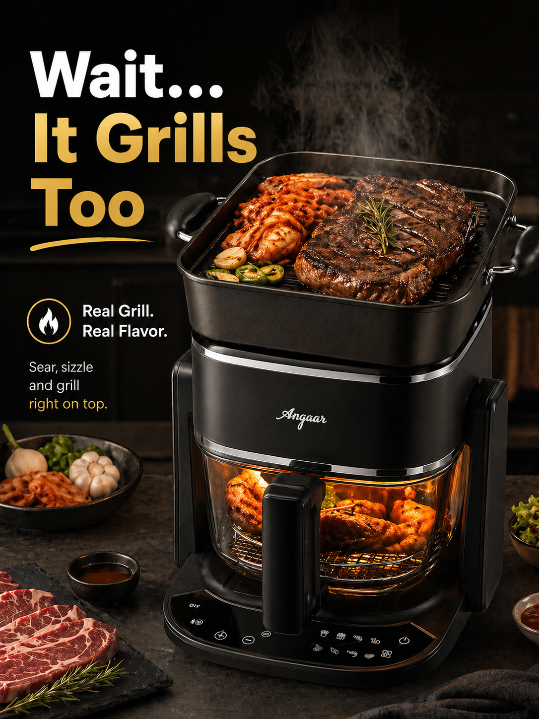 Angaar 3-in-1 Air Fryer Grill Hotpot