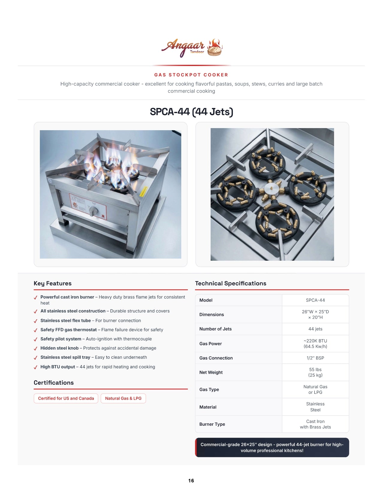 44 Jet Burner Gas Stockpot Cooker